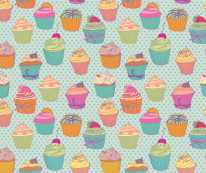 Fototapeta Young 132 - Muffiny , Babeczki , Muffinki , Cupcake'i , Cukiernia , Słodycze, Niebiskie fioletowe grochy