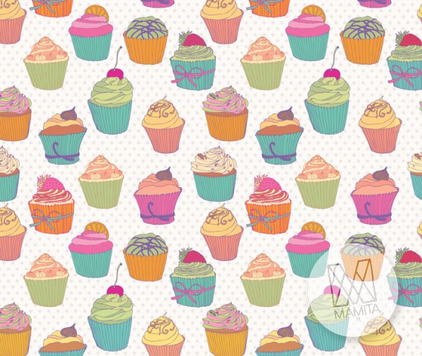 Fototapeta Young 135 - Muffiny, Kolorowe , Babczeki , Ciasteczka , Tło grochy
