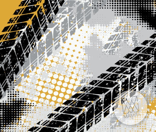 Young 209 - Ślady opon, abstrakcja, nowoczesne, szaro-czarne