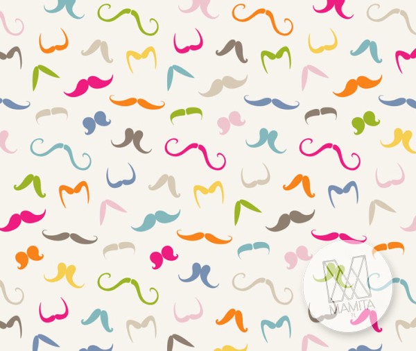 Fototapeta Young 49 - wąsy kolorowe, mustache, hipsterski wzór