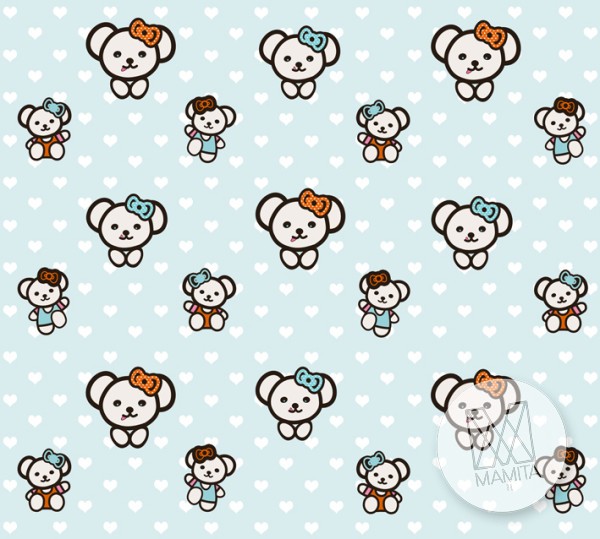 Fototapeta Junior 130– hello kitty, misie, niebieskie tło