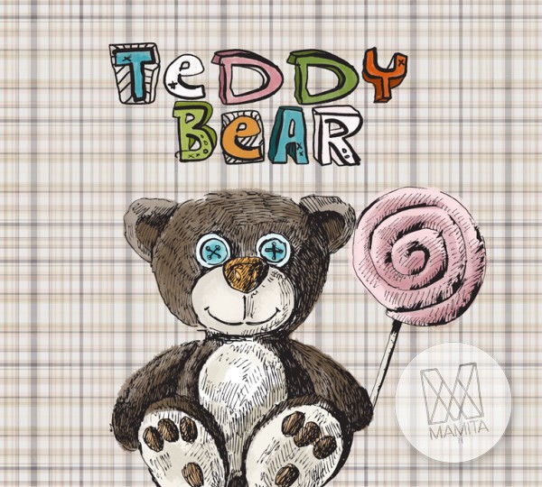 Fototapeta Junior 68 – teddy bear, miś pluszowy, uszatek krata