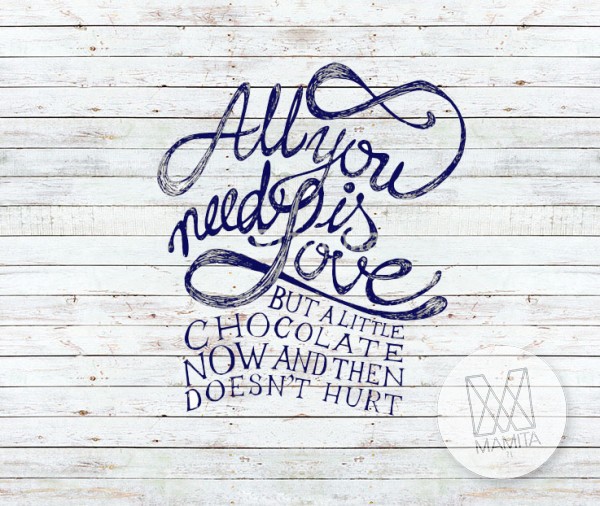 Fototapeta NAPISY 26 - All You need is love... , chocolate , Teksty , Napisy , deski w tle