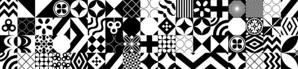 FOTOTAPETA Panorama kuchenna 60 - PATCHWORK, B&W , CZARNO BIAŁE , MISKACJA , KAFELKi