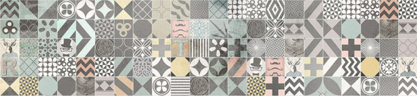 FOTOTAPETA Panorama kuchenna 8 - PATCHWORK , STONOWANE KOLORY , GEOMETRIA , WEKTORY , FIGURY , KAFELKI
