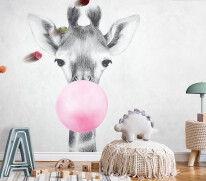 Stylish scandinavian kid room with mock up poster, toys, teddy b