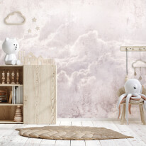 Mock up frame in children room with natural wooden furniture, 3D