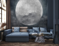 Home interior, modern dark blue living room interior, empty wall