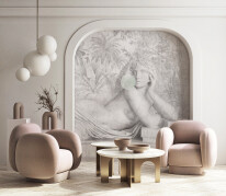 mock up poster frame in modern interior background, living room,