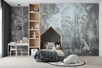 Interior Kids Bedroom Wall Mockup -  3d Rendering, 3d Illustrati