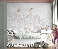 Interior Kids Bedroom Wallpaper Mockup - 3d Rendering, 3d Illust