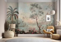 mockup frame on wall, minimal place, living room, wall art