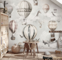 Cozy beige children room interior background, 3D render
