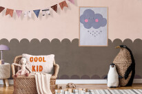Stylish scandinavian kid room with mock up poster, toys, teddy b