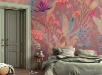 Cozy bedroom interior with bed and pillows, 3d render