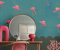 Elegant living room interior design with mockup poster frame, mo