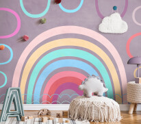 Stylish scandinavian kid room with mock up poster, toys, teddy b